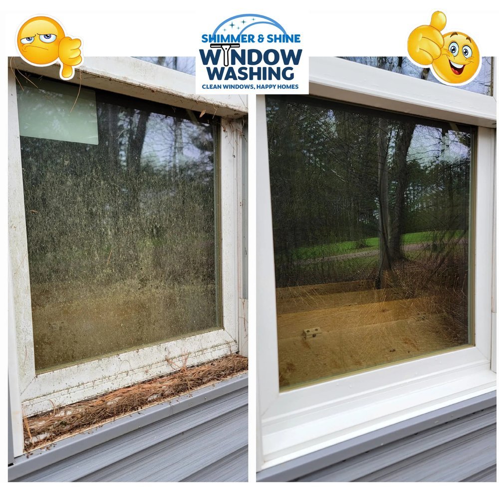 Before and after exterior window cleaning